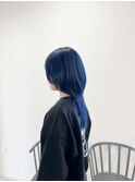クラゲヘアー/ブルーカラー/ブリーチデザイン