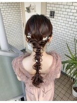 参列ヘア　編み下ろし　ポニーテール