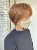 丸みのある大人可愛いショート×オレンジベージュ/フレッシュ