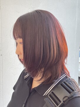 ジュエ ヘアー デザイン(Jue hair design) ミディアムレイヤー レッドブラウン