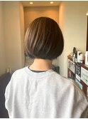 丸みショート/ボブ/ナチュラル/ブラウン