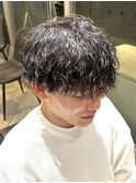 刈り上げセンターパート/波巻きツイストスパイラル/西長堀　M