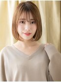 シースルーバングミルクティーブロンド前下がりボブ20代30代324Z
