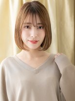 カバーヘア ブリス 戸田公園西口店(COVER HAIR bliss)&nbsp;シースルーバングミルクティーブロンド前下がりボブ20代30代324Z