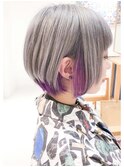 ホワイトアッシュデザインカラー×紫インナーカラーモード