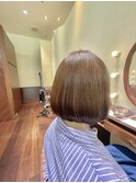 寒色系アッシュボブ アッシュブラック/40代