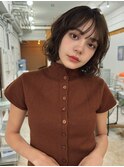 ココアベージュ×小顔パーマボブ