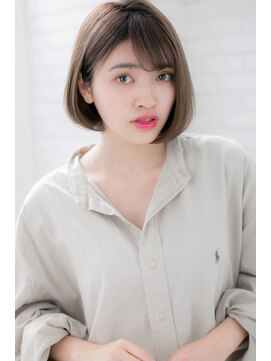 ローマ ギンザ(ROMA Ginza) 『ROMA』シースルーバング×グレージュ切りっぱなしボブ