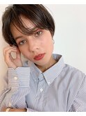 マニッシュ　ネイビーカラー　シアーグレージュ　ショート