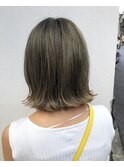 外はねボブ_マロンベージュ Aラインボブ かきあげ