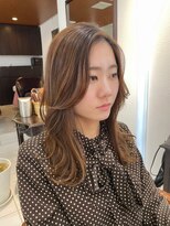 ディフィーノ 赤坂(DIFINO)&nbsp;艶髪クリームブラウン/前髪なしレイヤースタイル