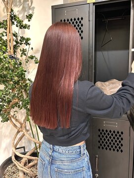 ヲタク(wotaku.) レッドカラー暖色カラーブリーチなしダブルカラーぷつっとロング