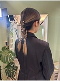 ヘアセット/へアレンジ/三つ編みアレンジ/お呼ばれヘア