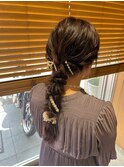 20代30代40代♪大人可愛いブラウンカラーゆるふわローポニー