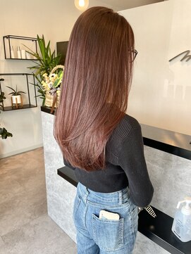 メデル(mederu) 暖色レッドカラーブリーチなしカラーレイヤーカット20代30代40代