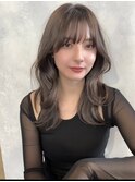 韓国レイヤーロング美髪グレージュアッシュインナーグレージュ