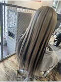 【専門店】ダブルアッシュカラー×黒髪ハイローライトエクステ