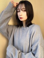 フリー(Free)&nbsp;ナチュラル小顔カット顔まわりレイヤー暗めカラーグランマッシュ