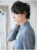 七三分けニュアンスパーマの抜け感ヘアM
