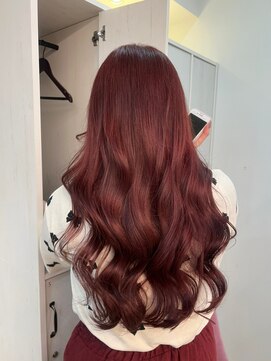 ジーナ セントラル銀座(Zina) ウェーブ巻き＊Wカラー＊クランベリーレッド【ZinaCENTRAL】