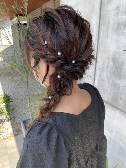 ロングヘア  編みおろしヘアセット