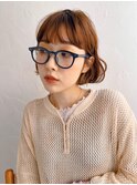 ミディアムヘア/斜めバング/グレージュカラー/甲府駅