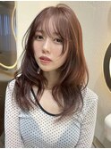 韓国ヘアーハッシュカットレイヤーカットグレージュブリーチ無し