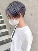 ハンサムショート/ネイビー/刈り上げ/センター/簡単スタイリング