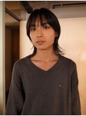 メンズボブウルフメンズミディアムレイヤーカットメンズウルフ