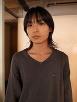 メンズボブウルフメンズミディアムレイヤーカットメンズウルフ