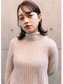 縮毛矯正ストレートくびれヘアアプリコットオレンジ