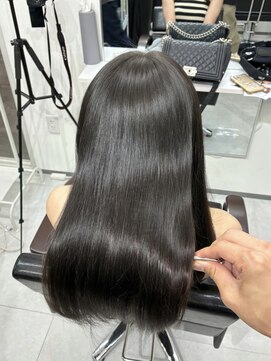 縮毛矯正ロング髪質改善ミディアムレイヤーブルーカラー表参道