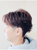センター分け×ニュアンスフェザーパーマ