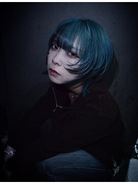 ロックス バイ マグ 松本(rocks BY MAG) 水色ショートレイヤーウルフ/綾波レイ風カラー◎小顔スタイル