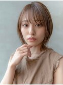大人かわいい前髪セシルカットココアブラウンフリンジウェーブ
