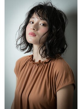 モッズヘア 越谷(mod's hair) 黒髪ネイビーグレーウェットスタイルくびれヘアw越谷30代40代