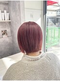切りっぱなしボブ × ピンクラベンダー