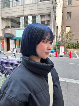 カフ(CAF) CAF FUKO ネイビーブルー/寒色系/切りっぱなしボブ/大阪/心斎橋
