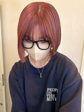 ヒート バイ アンカットラウンジ 渋谷(HEAT by UNCUT&LOUNGE) 暖色カラー/赤カラー/ケアブリーチ/ボブ/切りっぱなしボブ