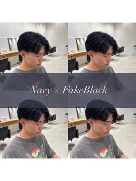 ルーストデラックス 京都河原町三条(ROOST dx) センターパート×ネイビーブラック