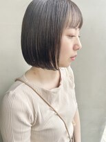 ヘアー アイス 御器所本店(HAIR ICI) 30代40代脱白髪染めカーキベージュストレート切りっぱなしボブ