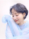 ◆ショート/くびれレイヤー/グレーベージュ/前髪パーマ