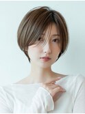 20代30代大人かわいい前髪カール小顔ショートボブシアカラー