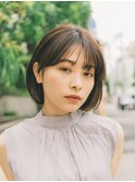 ボブ ホワイトグレージュ デジタルパーマ チェリーブラウン