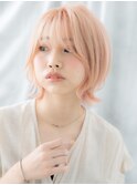 ピンクベージュミストバング外ハネロブs古河10代20代