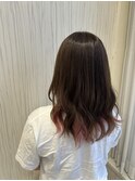 20代30代ミディアムインナーカラーピンク