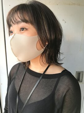 マルカ(MARUCA) 外ハネレイヤー切っぱなしボブシースルーバング黒髪暗髪就活ヘア