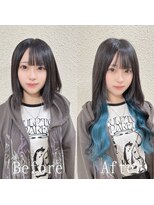 あるじゃんすー 梅田店&nbsp;ブラック×ライトブルー#シールエクステ#イメチェン#韓国#梅田