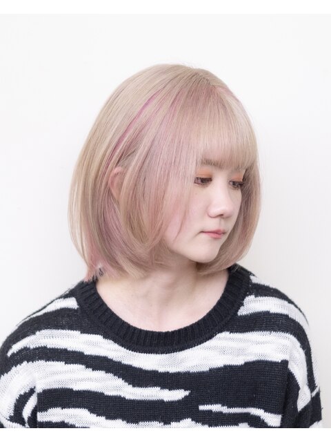 ピンク＋ベージュ#ケアブリーチ#ダブルカラー#髪質改善カラー