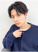 毛流れハンサムショートセンターパートメンズ黒髪爽やか